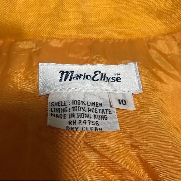 Marie Ellyse Women’s 100% Linen Mustard Yellow Vintage 80s Blazer - Picture 3 of 5
